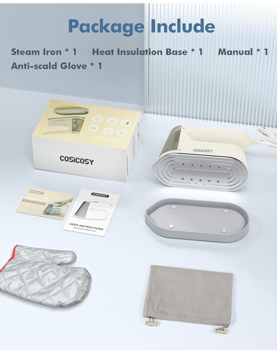 Cosicosy 2-in-1 Handheld Clothes Steamer & Iron 1200W Portable Travel Garment
