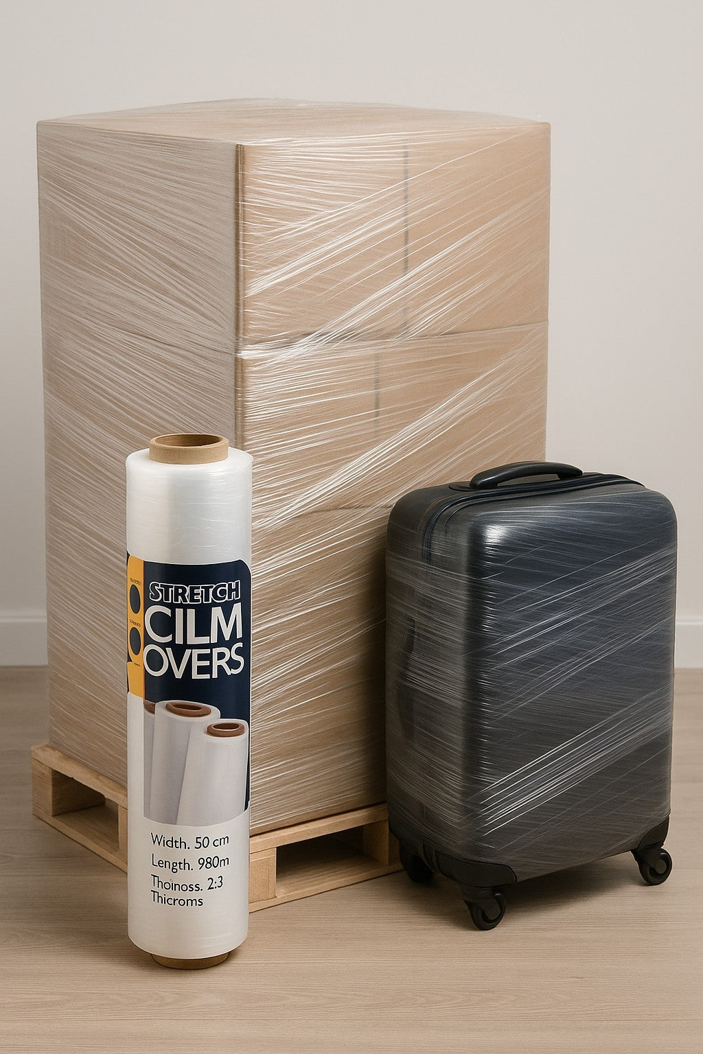 Wraping Roll Stretch Film, Cling Film 50cm x 350m | 23 Micron Strong Heavy-duty 