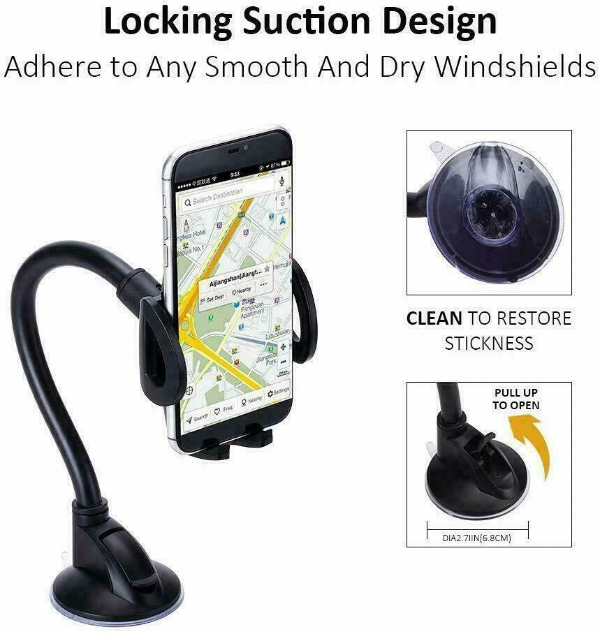 UNIVERSAL LONG ADJUSTABLE ARM CAR MOBILE PHONE HOLDER 30CM