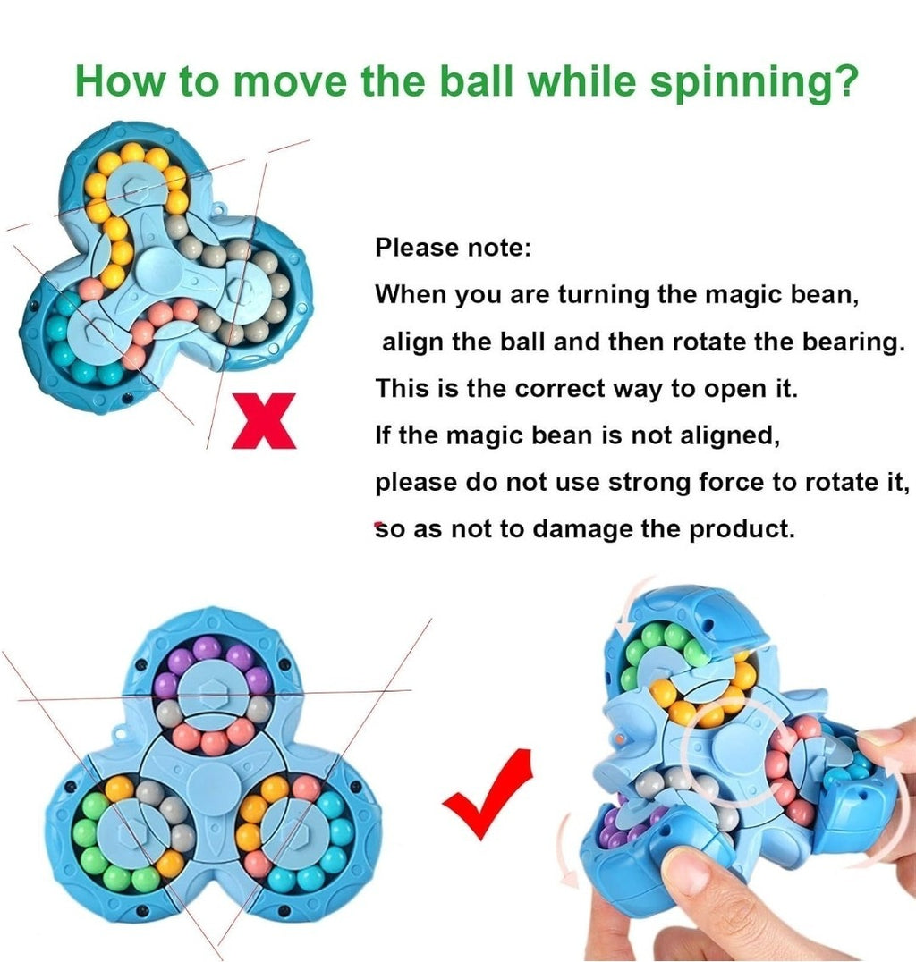 Magic Bean Rotating Cube Puzzle Toy – Handheld Spinner Stress Relief (Blue)