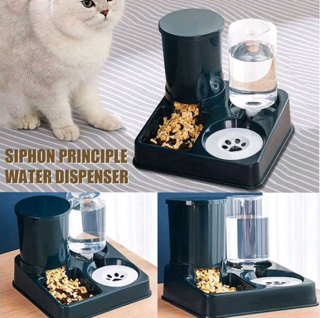 2 in1 Feeder Food Water Dispenser Bowl Automatic Dog Cat Bottle Pet Self Feeding