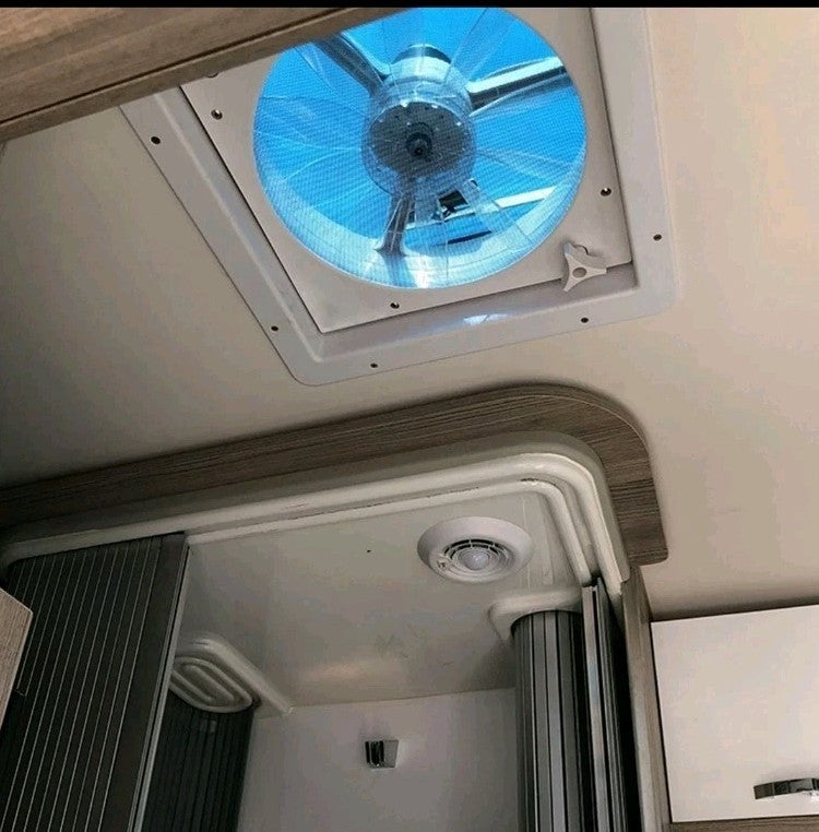 RV Roof Vent Fan 12V 360x360mm 10 Blades Dual Mode Air Inlet Outlet 4 LED Li HEN