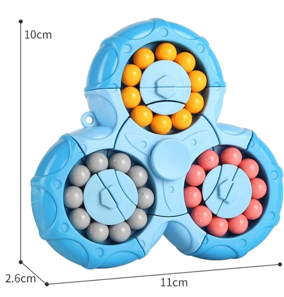 Magic Bean Rotating Cube Puzzle Toy – Handheld Spinner Stress Relief (Blue)