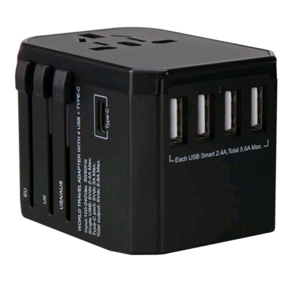 Worldwide Travel Plug Adapter with 5 USB Ports - Universal International Adapter