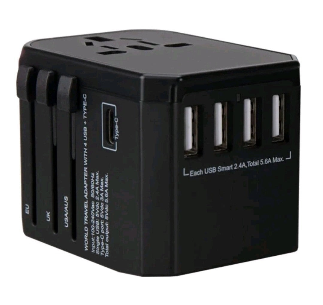 Worldwide Travel Plug Adapter with 5 USB Ports - Universal International Adapter