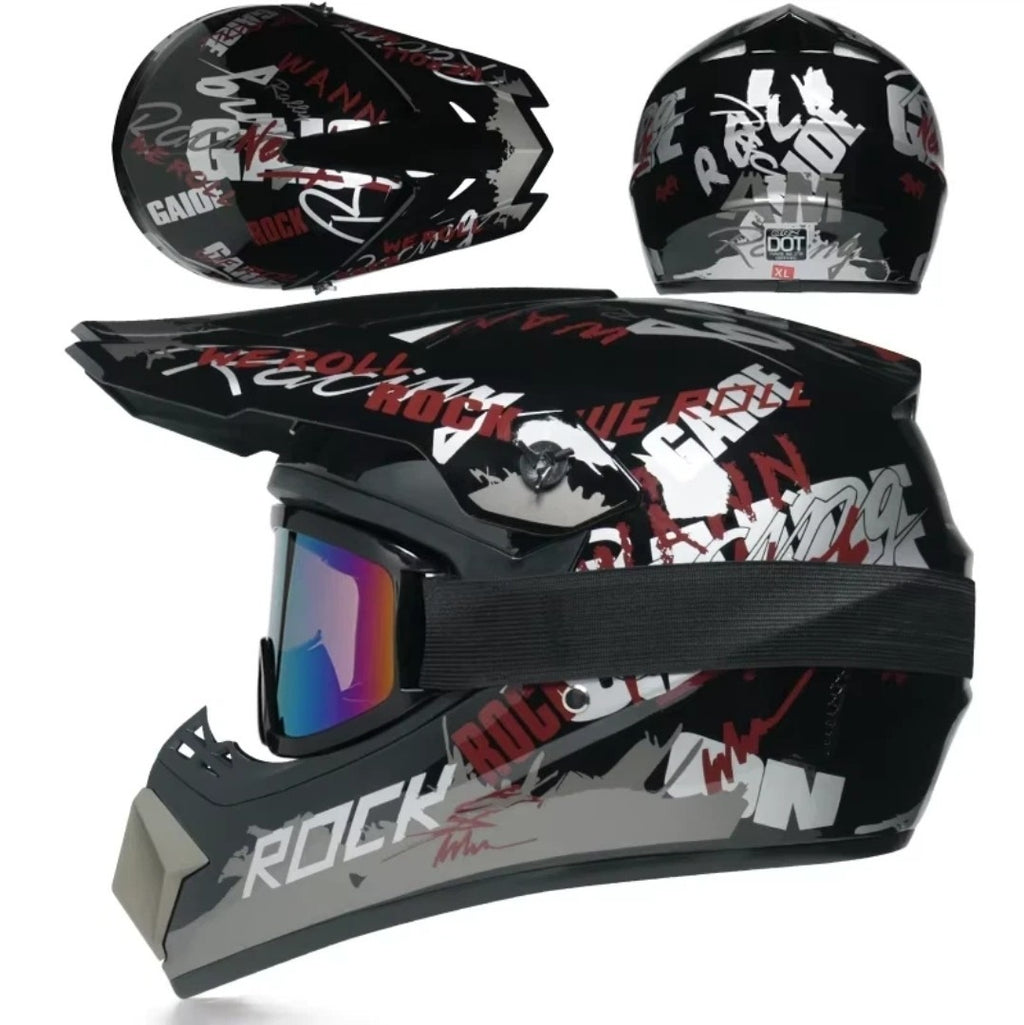 Adult & Kids Motocross Full Face Helmet Set w/ Goggles Gloves Mask Net ATV BMX S