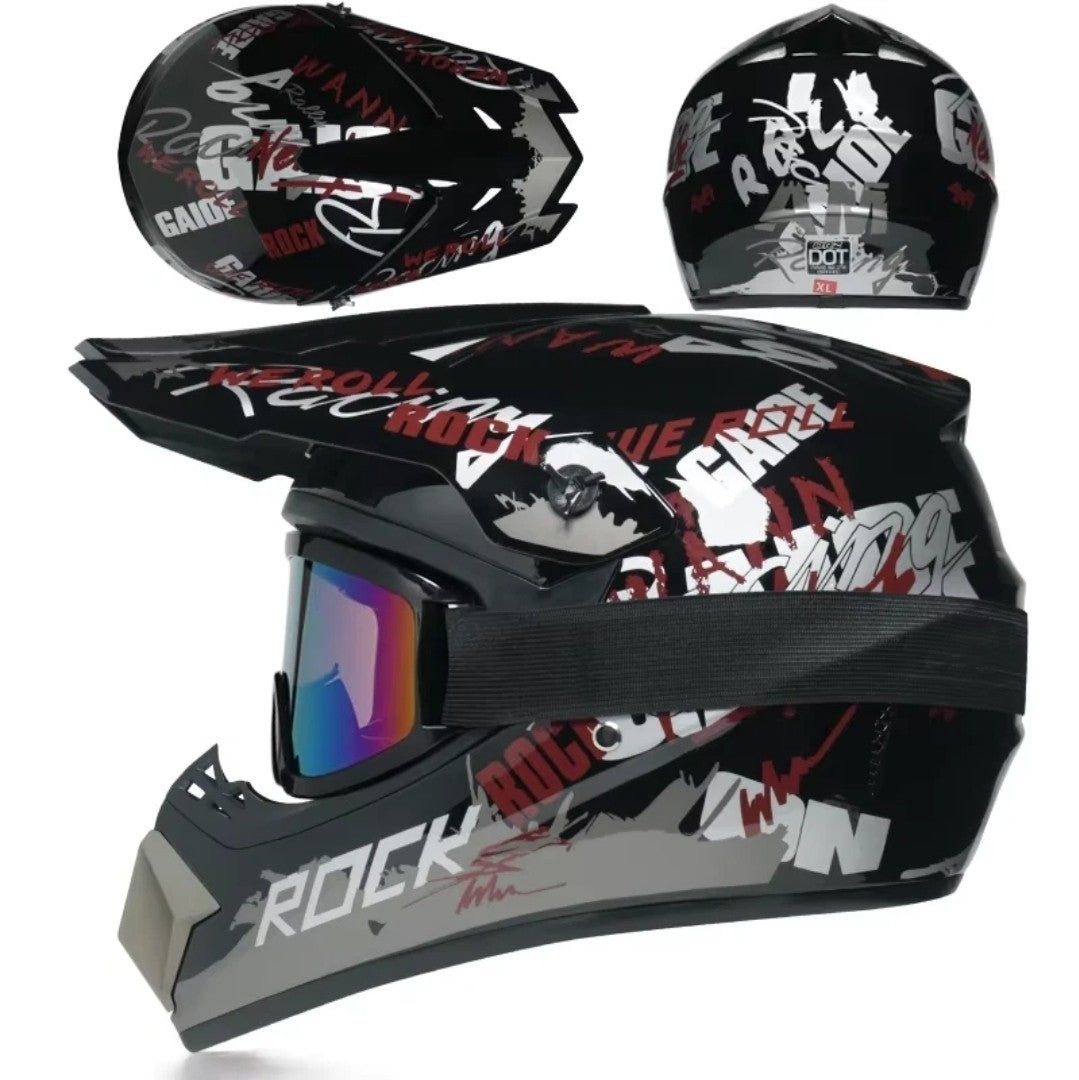 Adult & Kids Motocross Full Face Helmet Set w/ Goggles Gloves Mask Net ATV BMX S