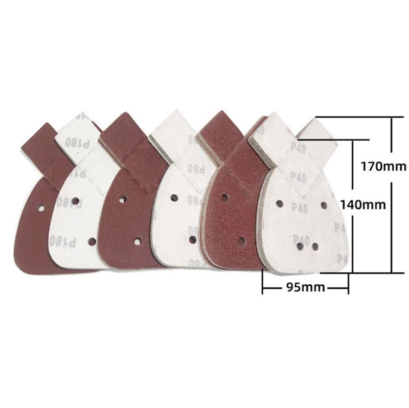 pack of x40 Grit Self Adhesive Discs Sandpaper Rabbit Ear Triangle Shaped 4-Hole