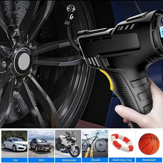 Electric Car Tyre Inflator Cordless 12V Portable Tire Air Compressor Pump + Led