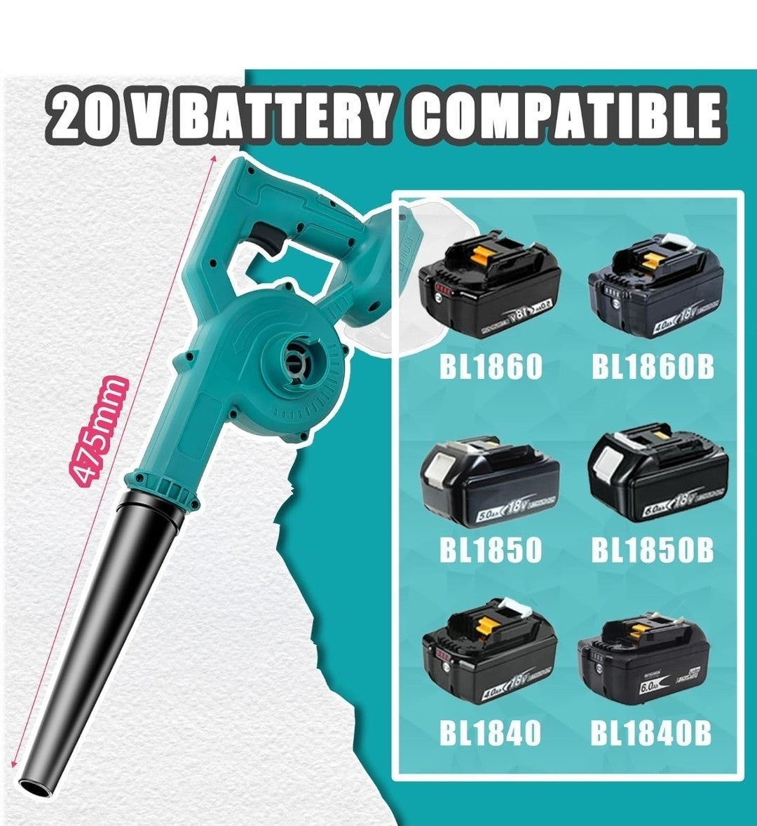 18V Rechargable Cordless Leaf Blower & Vacuume For Garden x2 Batteries Included
