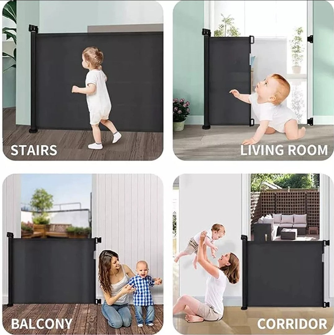 Retractable Pet Dog Gate Safety Guard Folding Baby Toddler Stair Isolation 180cm