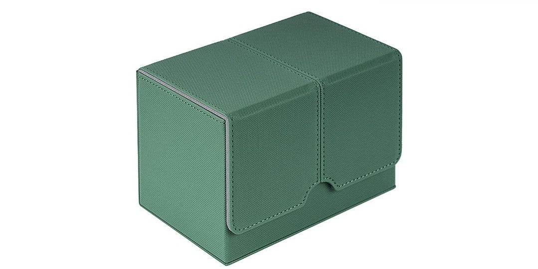 Card Deck Box Gaming Card Holder Premium PU Leather Sports Double Size Green 