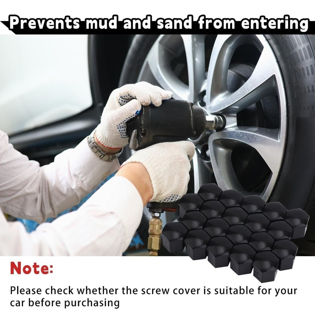 20pcs 21mm Hexagonal Nut Covers,Car Wheel Lug Nut Covers with Removal Tool Black