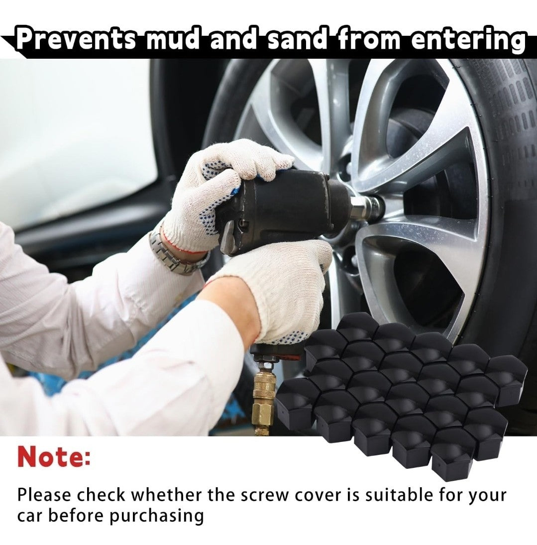 20pcs 21mm Hexagonal Nut Covers,Car Wheel Lug Nut Covers with Removal Tool Black