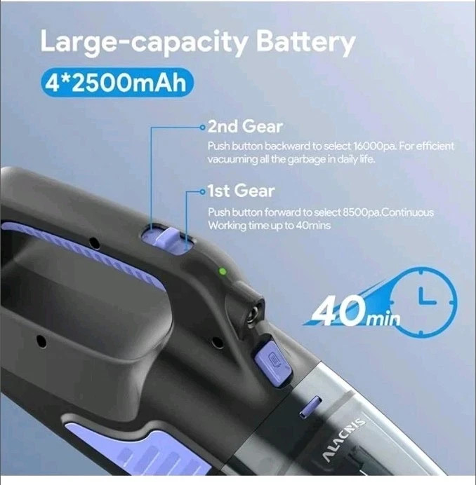 ALACRIS Cordles Handheld Vacuum Cleaner 150W Powerful Suction 16000Kpa Lightweit
