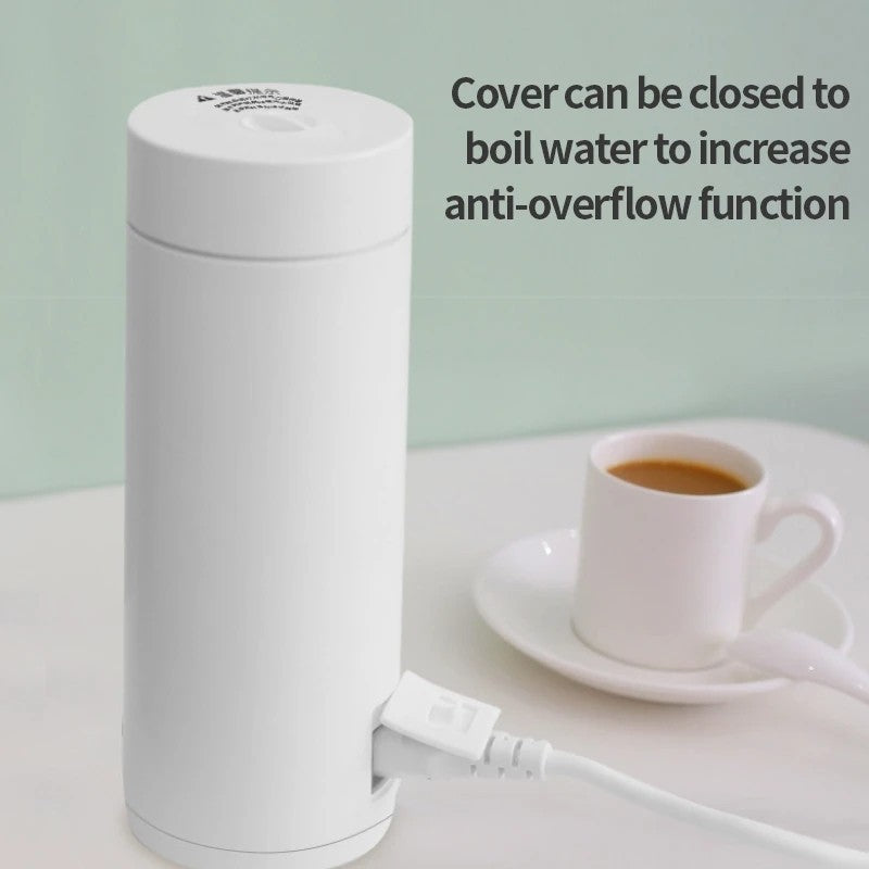 400ml Tea Pot Thermos Mini Portable Electric Travel Kettle Fast Water Boil White
