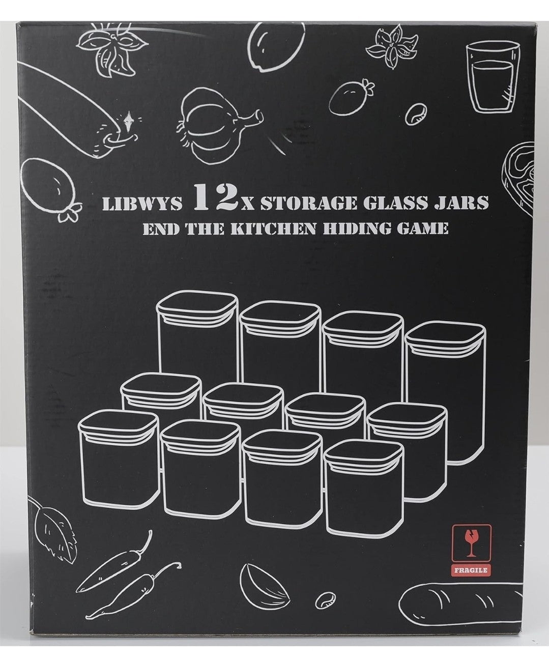 LIBWYS 12x Square Glass Food Storage Jars with Bamboo Lids Airtight Canisters 
