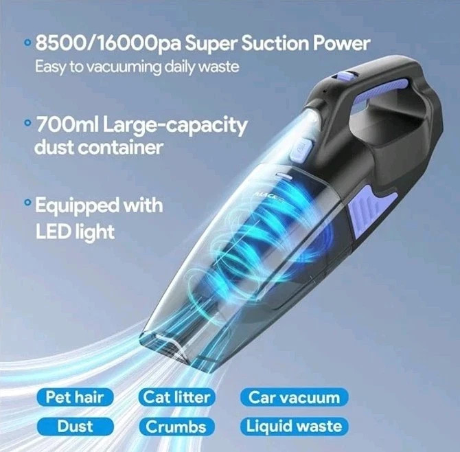 ALACRIS Cordles Handheld Vacuum Cleaner 150W Powerful Suction 16000Kpa Lightweit