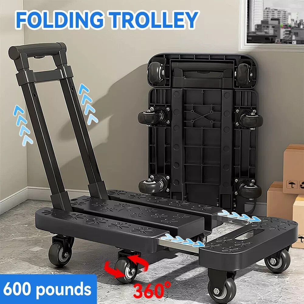 Brand New Heavy Duty Folding Hand Trolley 227 KG 6-Wheel Platform Cart Dolly