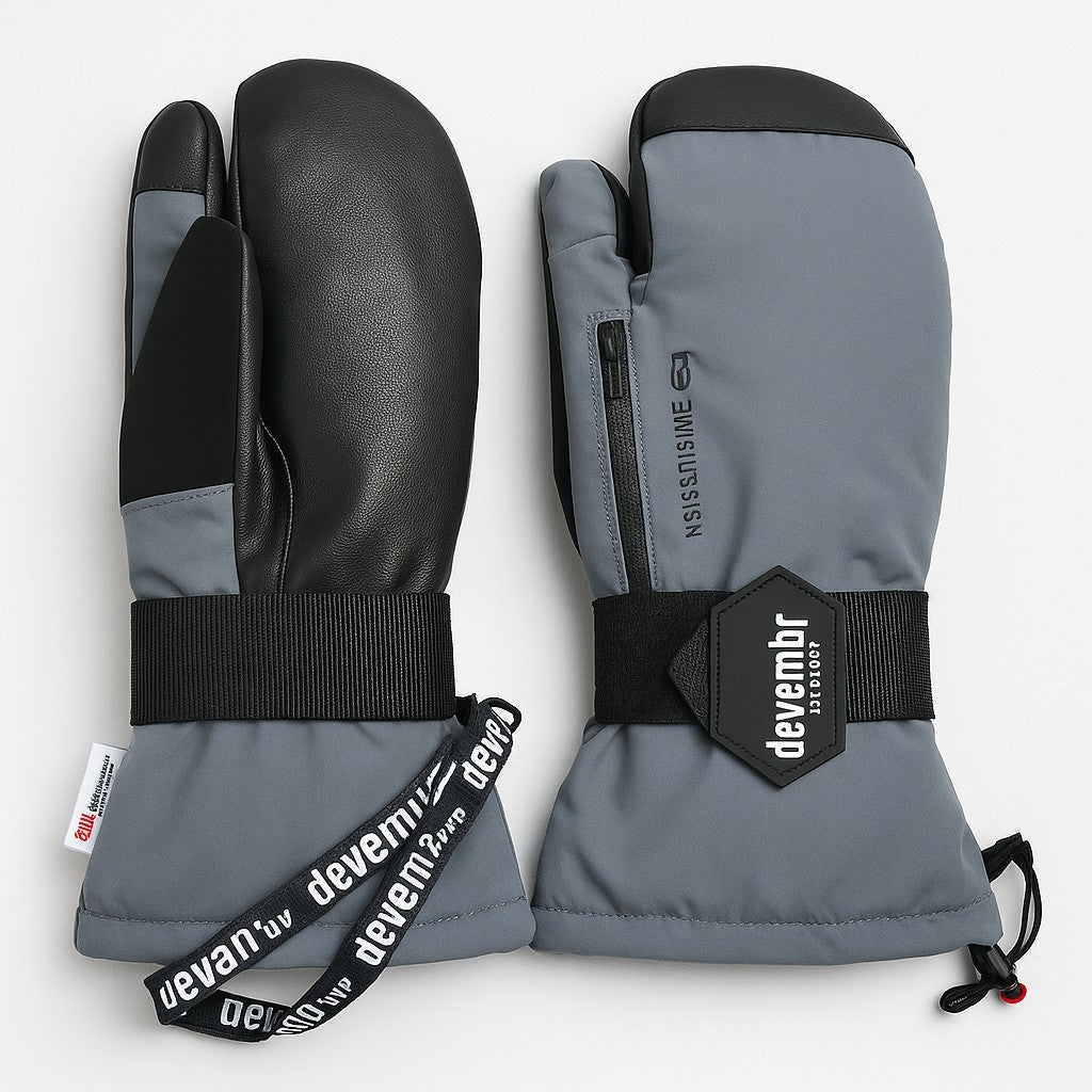 DEVEMBR Snowboarding SKI Glove MITTENS Touch Screen Waterproof Grey Medium NEW