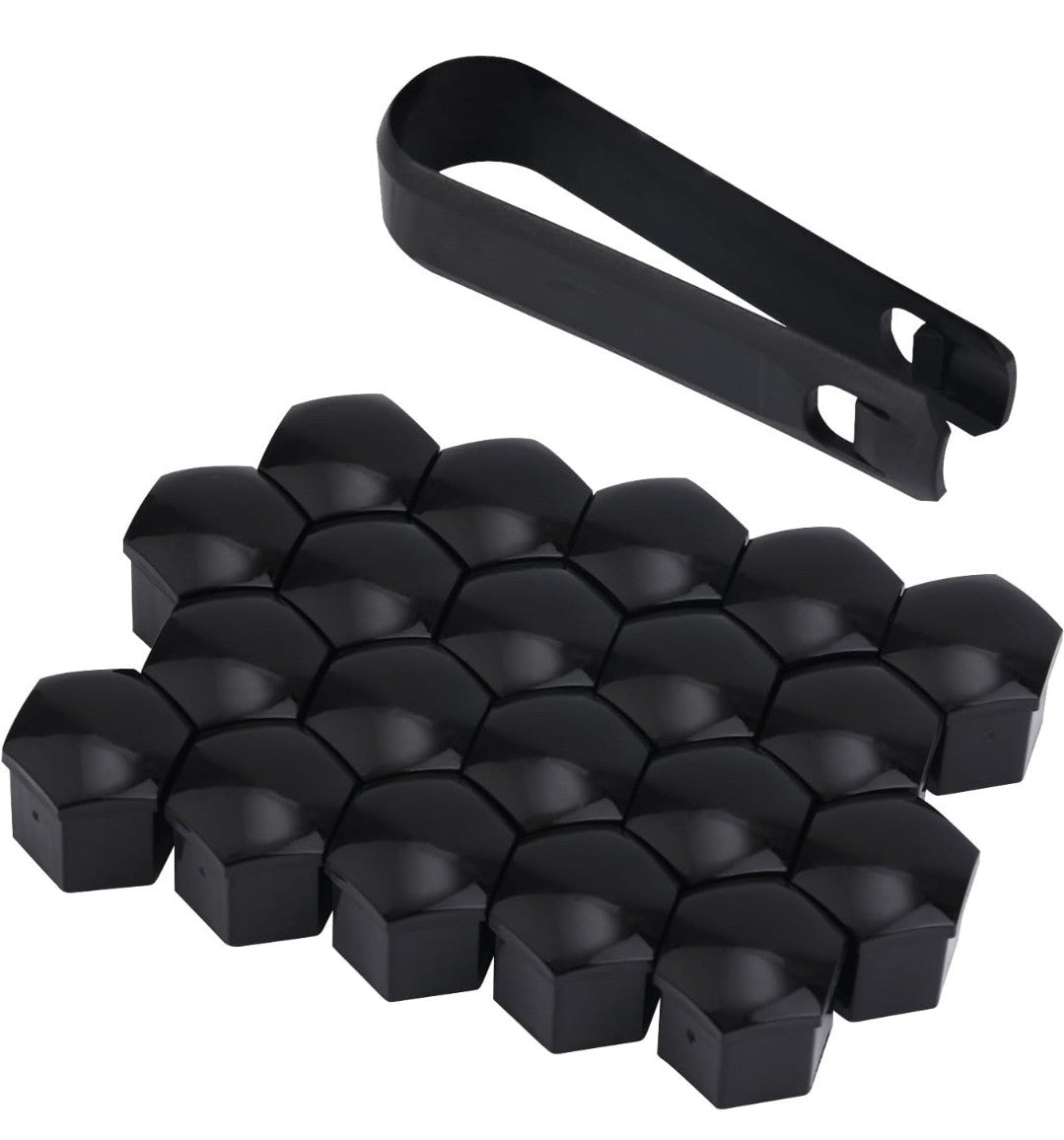 20pcs 21mm Hexagonal Nut Covers,Car Wheel Lug Nut Covers with Removal Tool Black