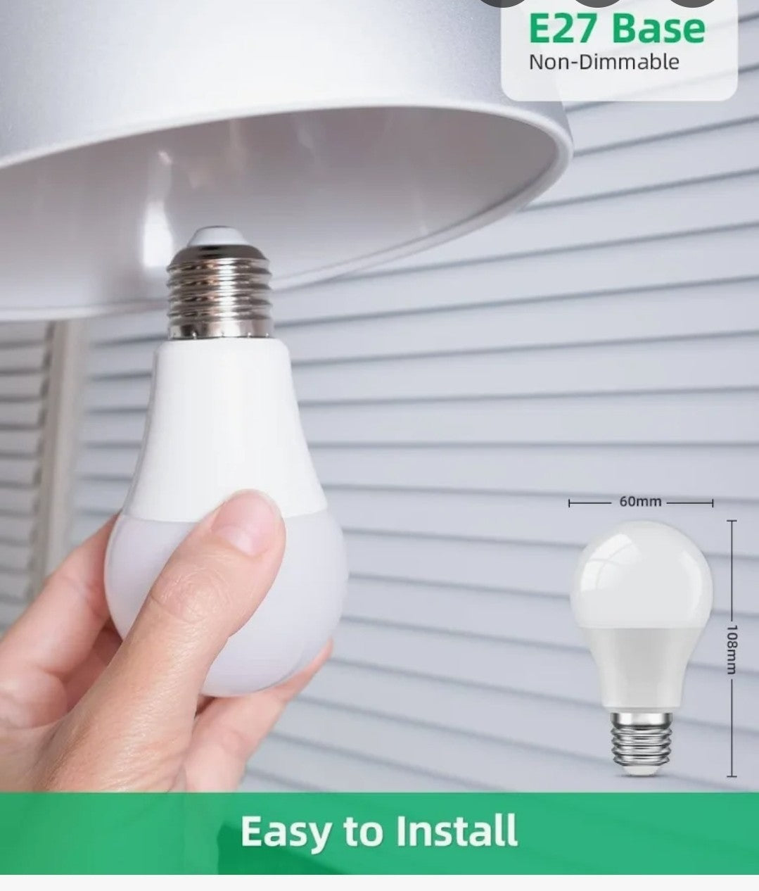 E27 LED Bulb X6 Cool White 9W (60W Eqv) 6000K 806lm A60 Standard Screw Light