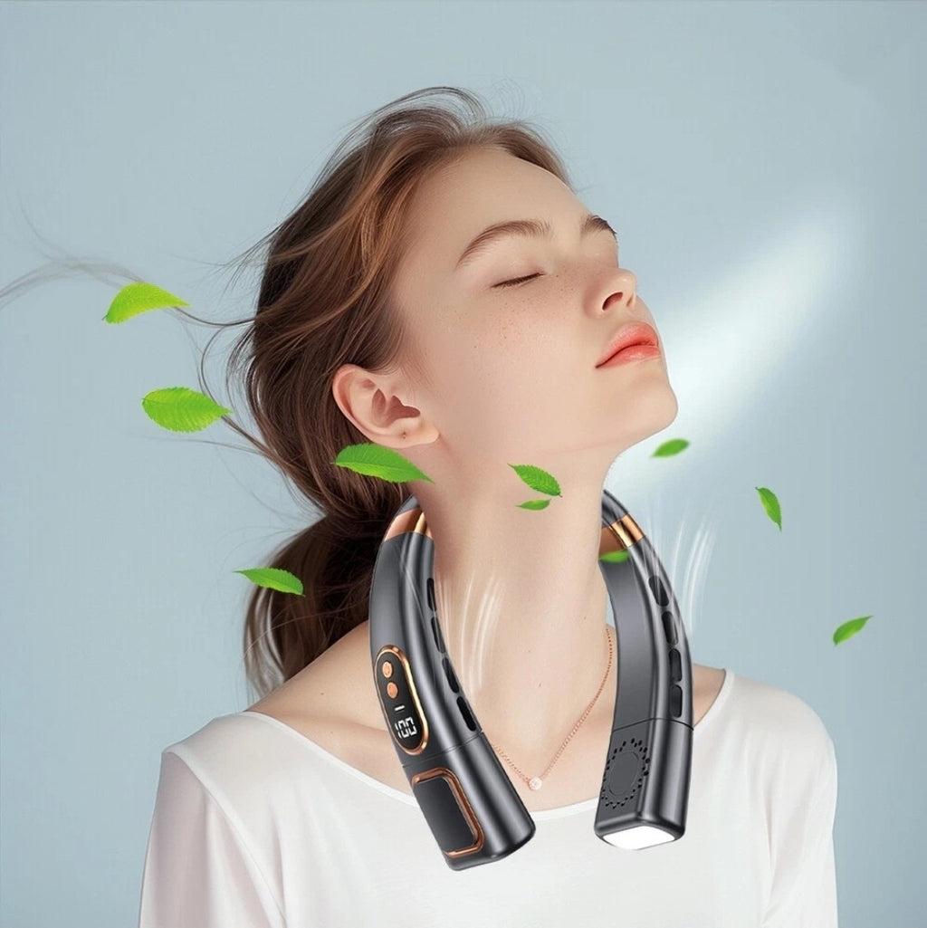 Portable Neck Fan 5 Speeds with LED Fan Air Cooler for Home Office Travel Sports