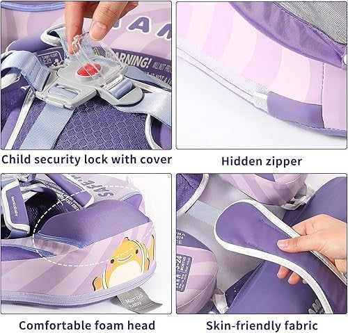 Mambobaby Car Design Baby Float with Canopy & Tail – Blue Non-Inflatable 3-24 Mo