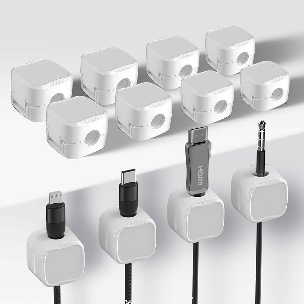 6Pcs Cable Holder Magnetic Cable Wire Clip Tidy Cord Lead Organizer USB Charger