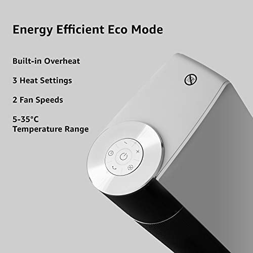Tower Heater & Fan 2in1 - 2200W Eco, Oscillating, 2 Fan Speeds & 3 Heat Settings