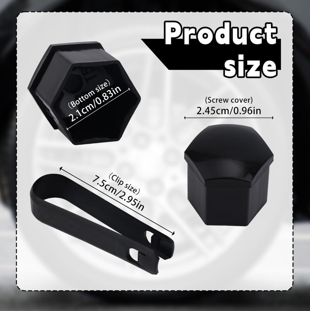 20pcs 21mm Hexagonal Nut Covers,Car Wheel Lug Nut Covers with Removal Tool Black
