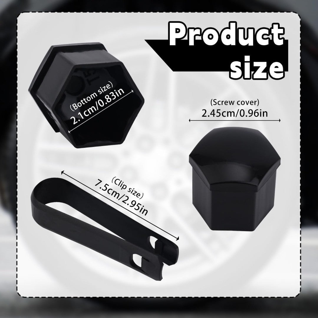 20pcs 21mm Hexagonal Nut Covers,Car Wheel Lug Nut Covers with Removal Tool Black