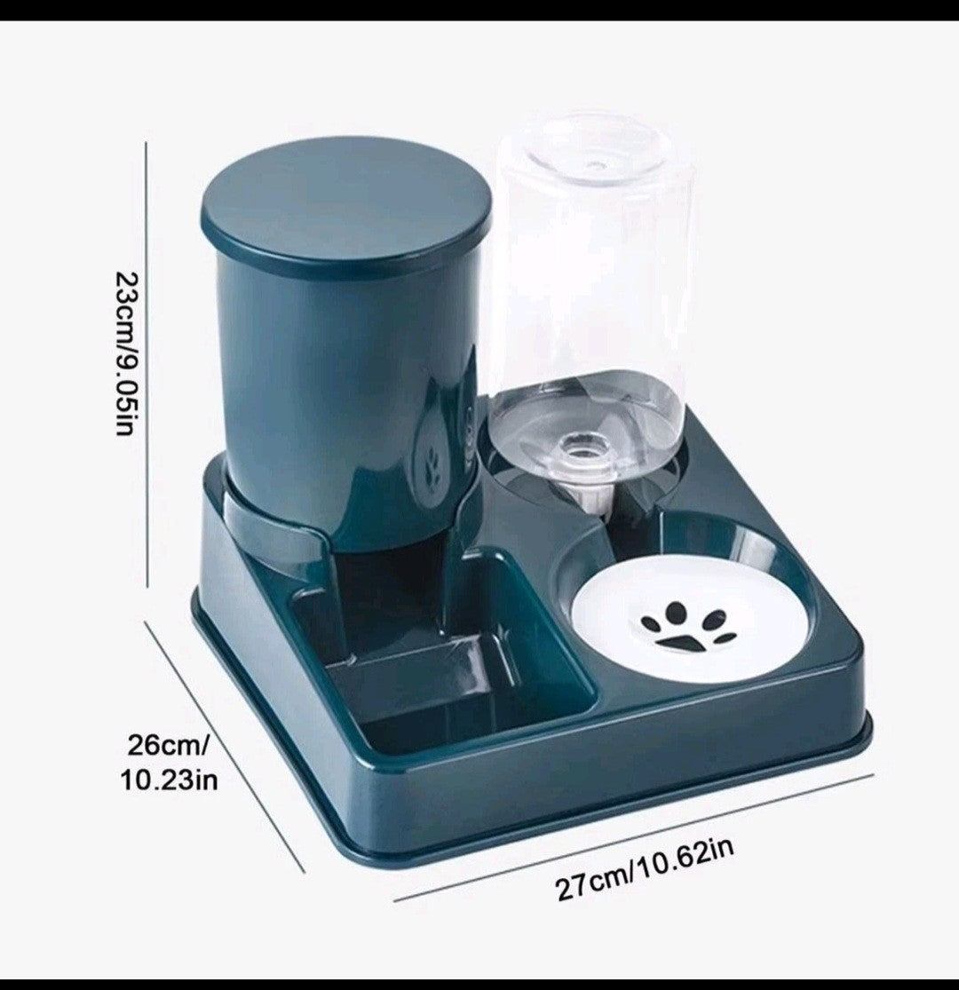 2 in1 Feeder Food Water Dispenser Bowl Automatic Dog Cat Bottle Pet Self Feeding