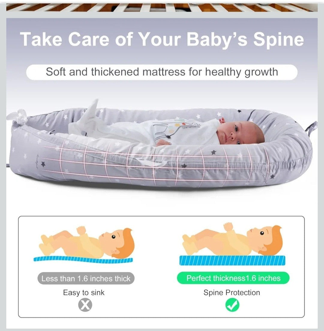 Baby Nest Pod for Newborn, Baby Lounger for 0-12 Months Boys Girls, 100% Cotton
