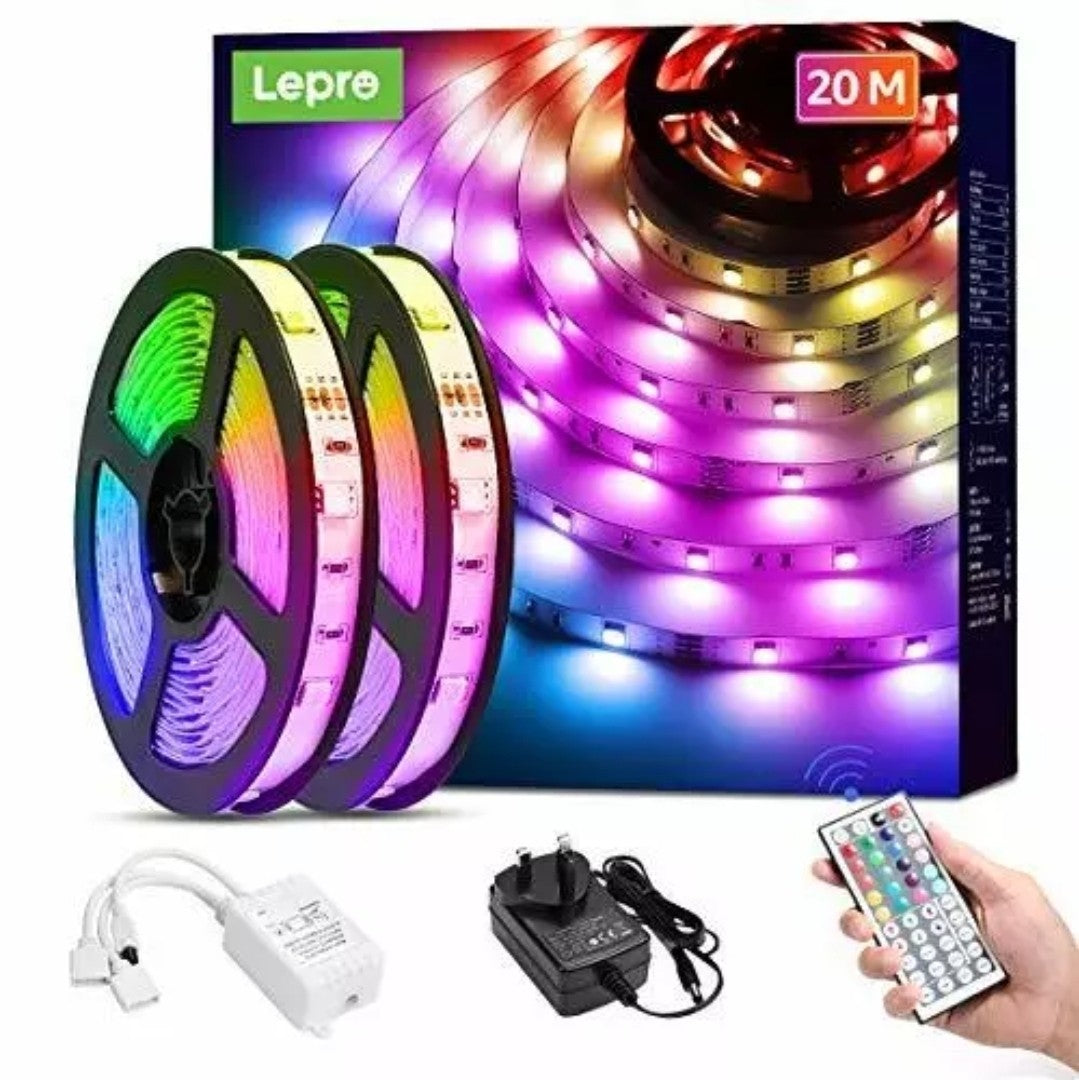 LED Strip Lights 20m (2x10m) | Flexible 600 LEDs, Remote Control, Lepro RGB