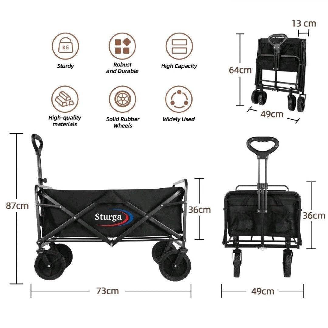 Heavy Duty Foldable Camping Outdoor Garden Trolley Cart Wagon Truck Wheelbarrow