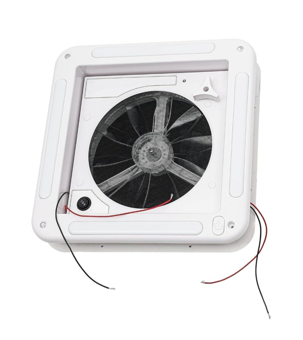 RV Roof Vent Fan 12V 360x360mm 10 Blades Dual Mode Air Inlet Outlet 4 LED Li HEN