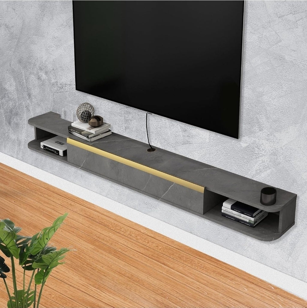 Pmnianhua Floating TV Stand, Wall Mounted TV Media Console 160 Cm Dark grey