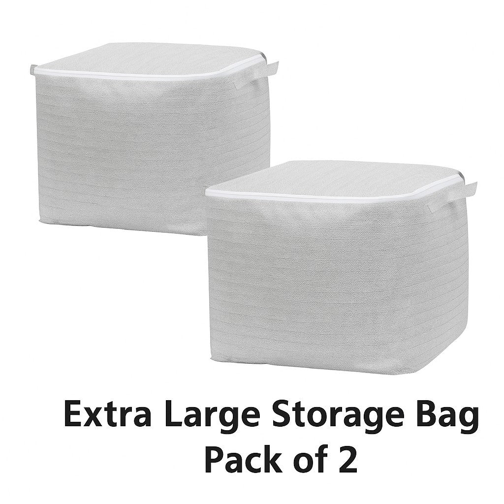 2 x Clothes Storage Bags With Zips Bedroom Large Collapsible Storage Bag 220L
