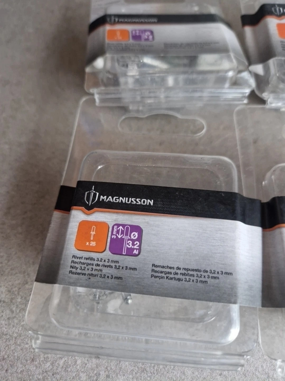 225x Magnusson 3mm Pop Rivets 3.2mm Dia. 9 Packs Of 25 Each.