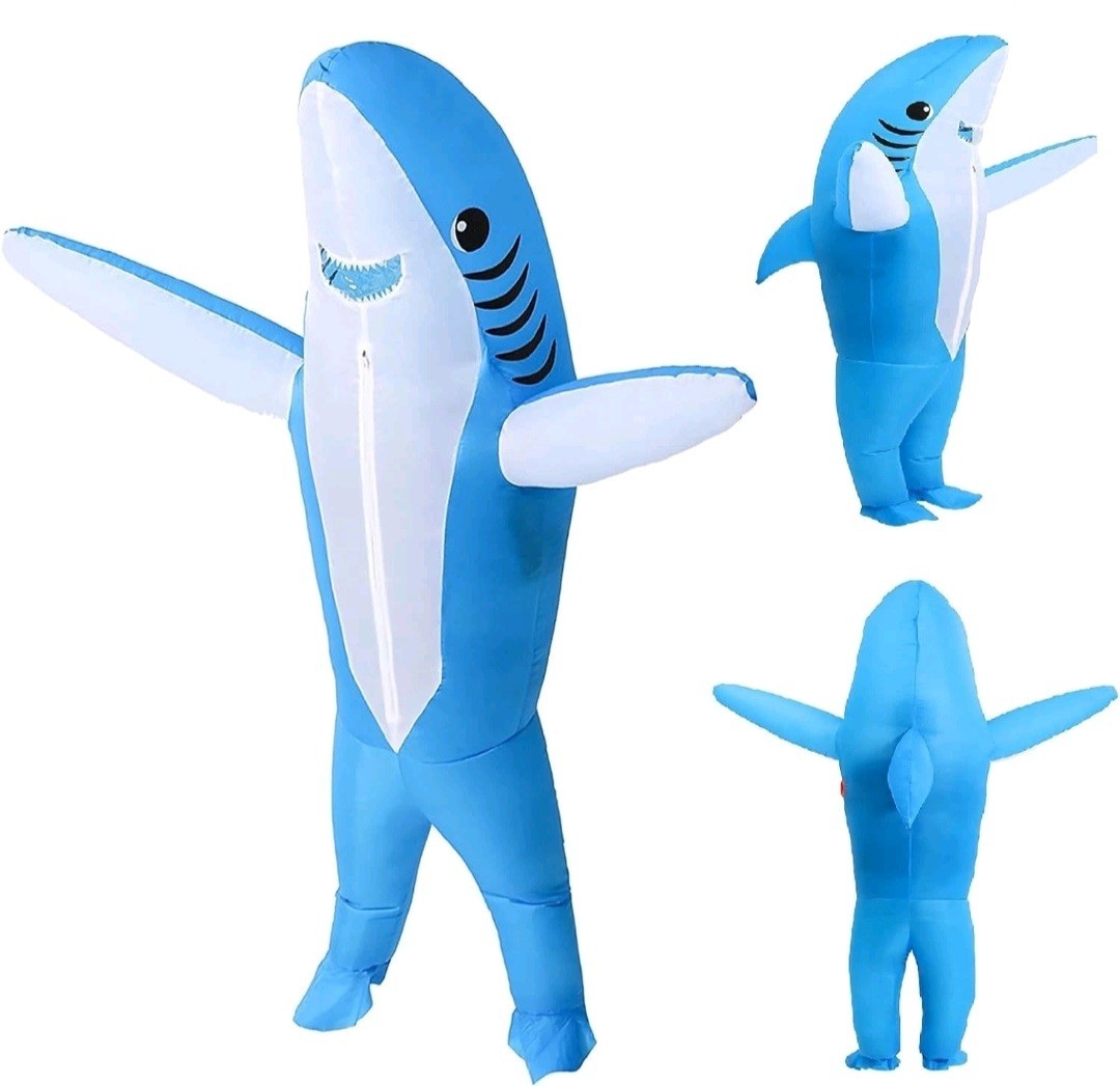 Inflatable Costume Adult shark costume- Funny Dress Party  Blue 
