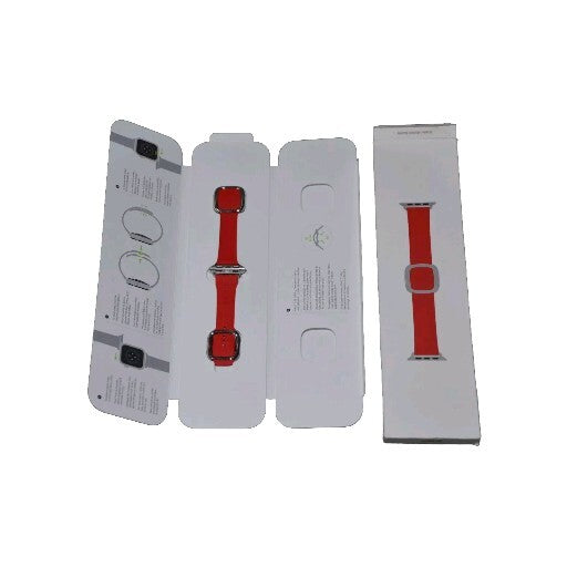 Genuine APPLE Watch Strap Red SCARLET Leather Modern Buckle 40mm 41mm 38mm 42mm 