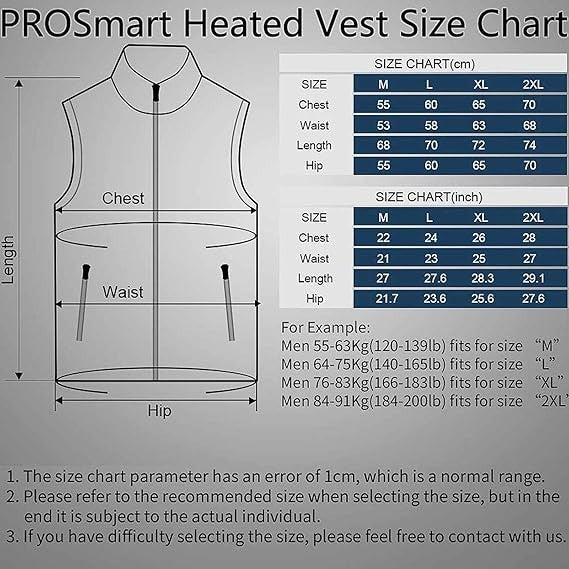 ProSmart Heated Vest Polar Fleece Lightweight Waistcoat with USB Battery Pack