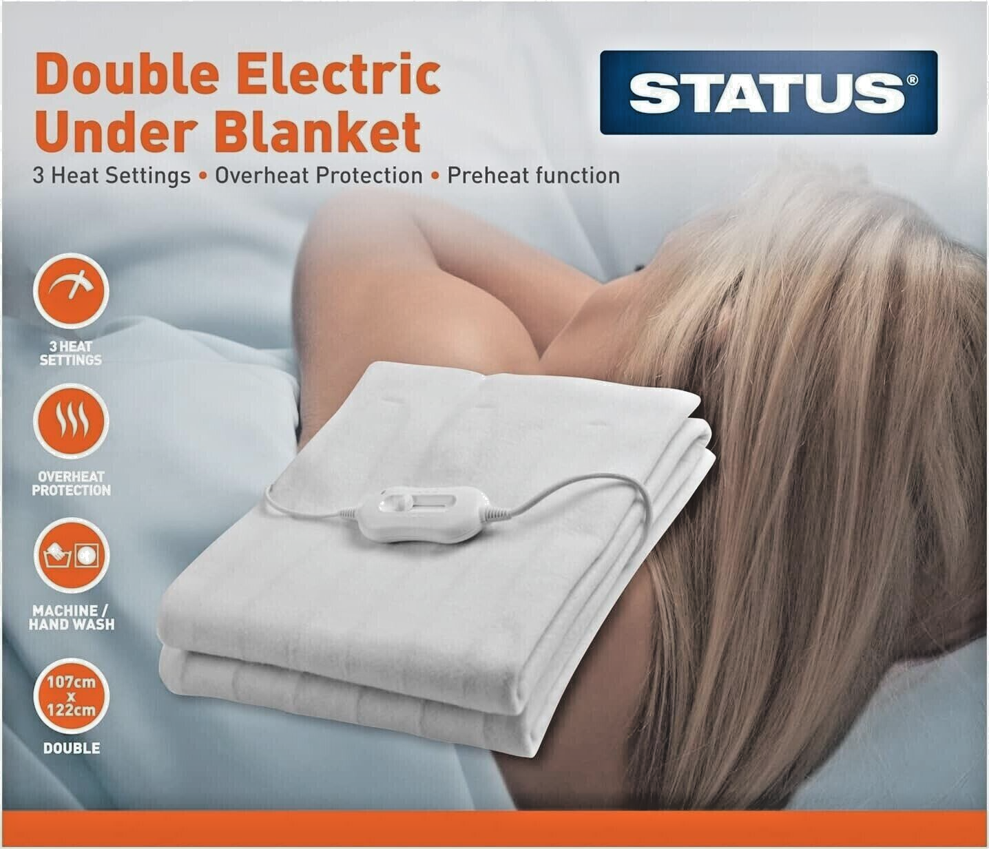 Electric Blanket Heated, Fast Heat up, 3 Heat Settings, King Size 152cm x 152cm