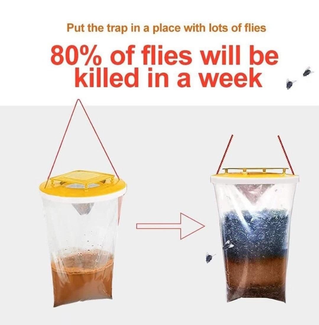 Red Top Fly Trap Bag Catcher 20,000 Flies Insects Pest Control Killer Bait UK.