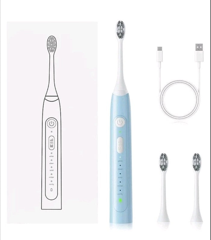 Electric Tooth Brush Coulax C17 Series SonicWith 6 Brush Heads and Travel Case