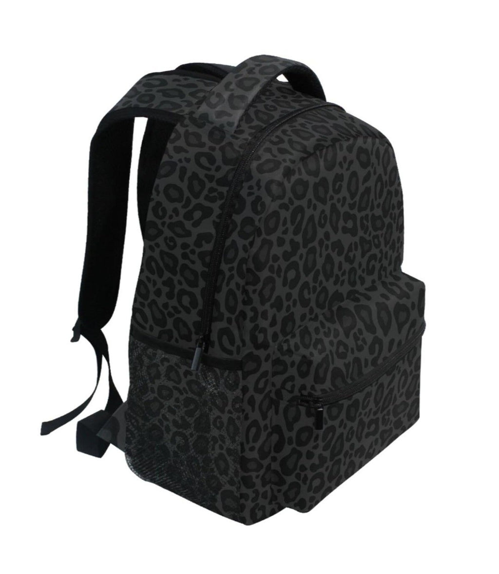 Black Leopard Print Backpack School bag Daypack Travel Hiking...