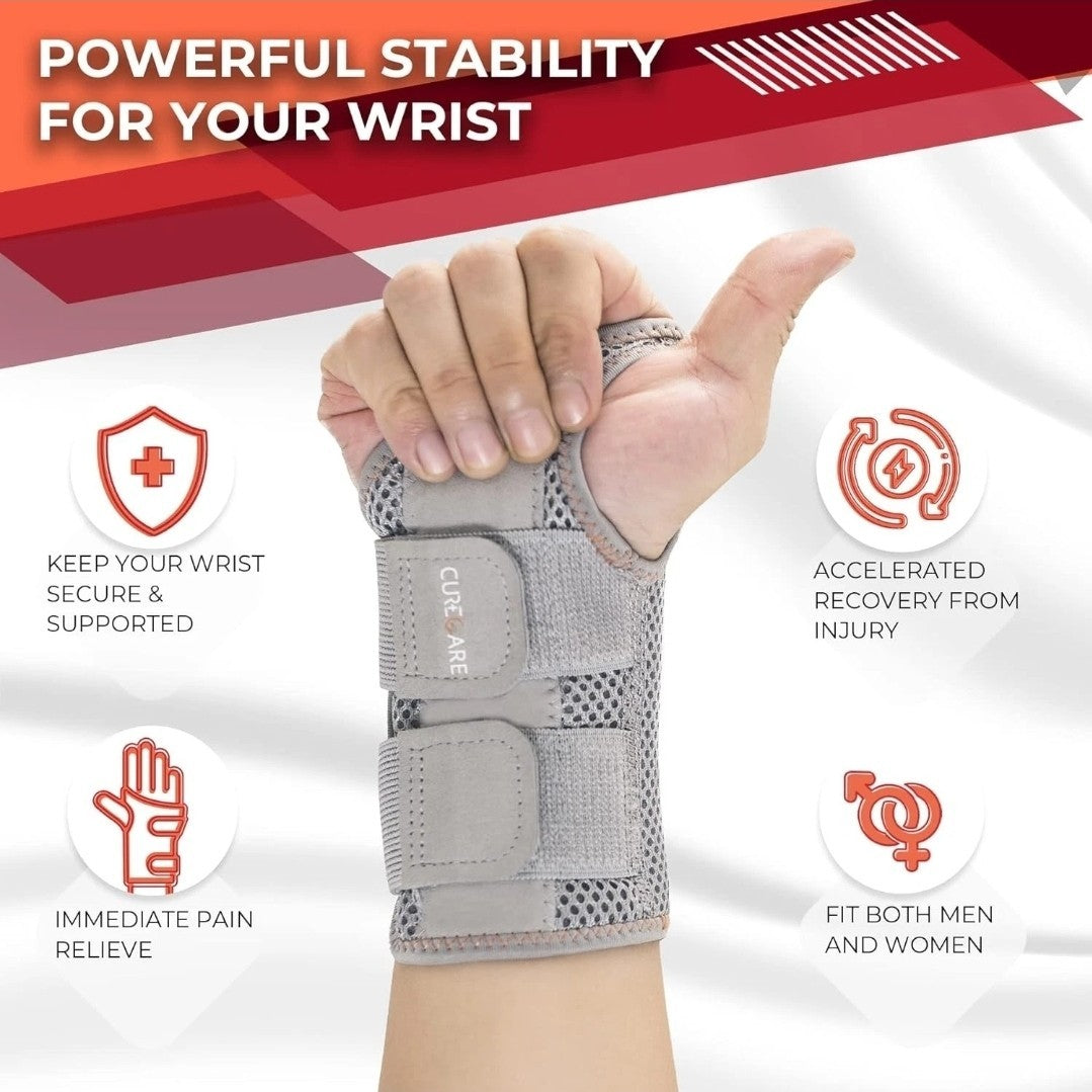 CURECARE New Updated Carpal Tunnel Wrist Splint, Adjustable Left Hand Size S/M