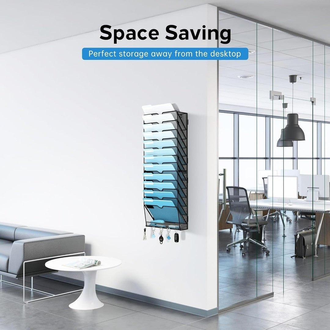 13-Tier Wall File Organiser – A4 Mesh Document Holder with Key Wall Files Holder