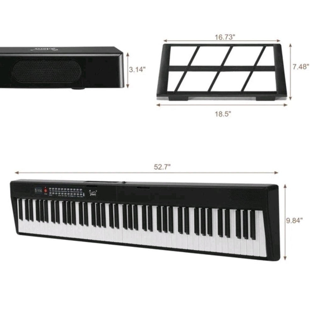 Digital Piano 88 Keys Foldable Electronic Keyboard with Headphones, Mic, Case